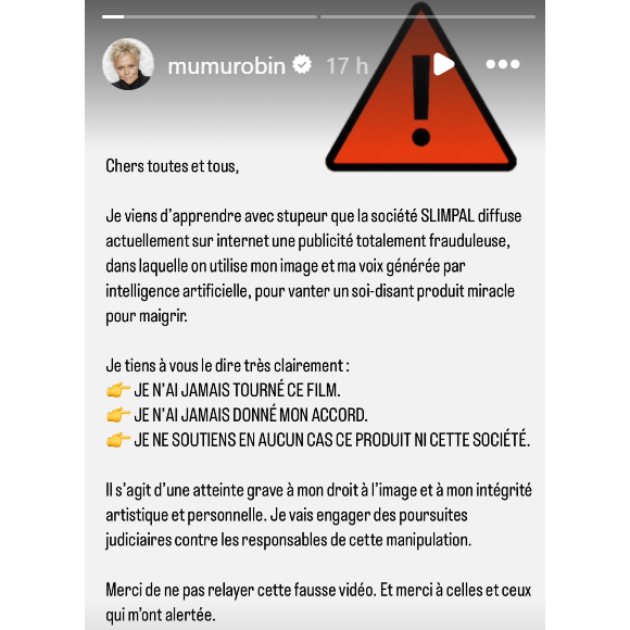 Muriel Robin prend la parole en story sur Instagram