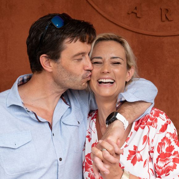 Elodie Gossuin et son mari Bertrand Lacherie assistent aux Internationaux de France 2021 à Roland Garros le 12 juin 2021 à Paris, France. Photo by Laurent Zabulon/ABACAPRESS.COM