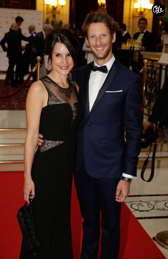 Marion Jolles Grosjean et son mari Romain Grosjean assistent au gala organisé par Romain Grosjean au profit de l'association « Enfance & Cancer », qui s'est tenu au Grand Hôtel Intercontinental à Paris, en France, le 9 septembre 2015. Photo de Jérôme Domine/ABACAPRESS.COM