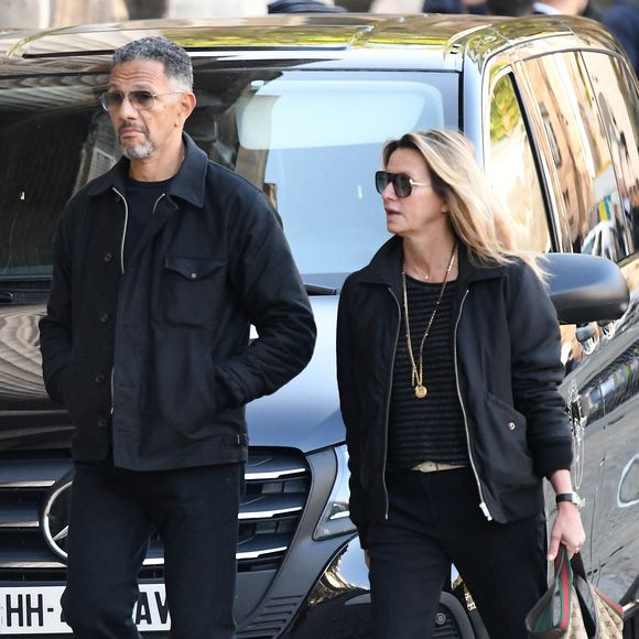 Roschdy Zem et sa compagne Sarah Poniatowski - Obsèques de Nathalie Baye en l'église Saint-Sulpice à Paris le 23 avril 2026. © Clement Prioli / Bestimage