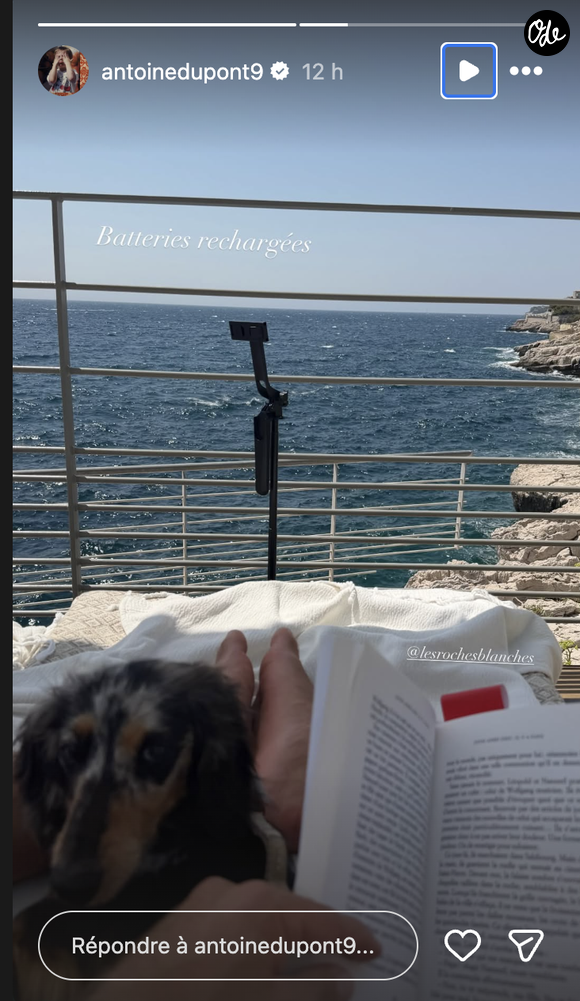 Sur la seconde publication, l'heure est à la détente absolue. Allongé face aux vagues azur avec l'un de ses fidèles compagnons à quatre pattes blotti sur ses genoux et un bon livre à la main, le sportif savoure l'instant présent. "Batteries rechargées", écrit-il sobrement. (

Antoine Dupont en vacances à Cassis