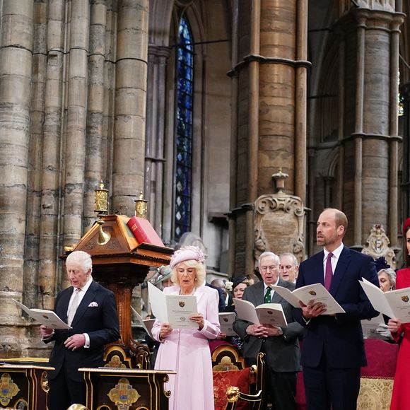 Le roi Charles III d'Angleterre et Camilla Parker Bowles, reine consort d'Angleterre, Le prince William, prince de Galles, et Catherine (Kate) Middleton, princesse de Galles, La princesse Anne, - La famille royale d'Angleterre célèbre le 76ème Commonwealth Day à l'abbaye de Westminster à Londres le 10 mars 2025. Julien Burton / Bestimage
