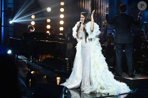 Exclusif Farrah El Dibany - Enregistrement de l'émission "Le Grand Echiquier : Spéciale Dalida" à l'Opéra royal de Versailles, présentée par C.Chazal et A.Manoukian, et diffusée sur France 2, le 18 mars 2025. 
Photo par Guillaume Gaffiot/Bestimage