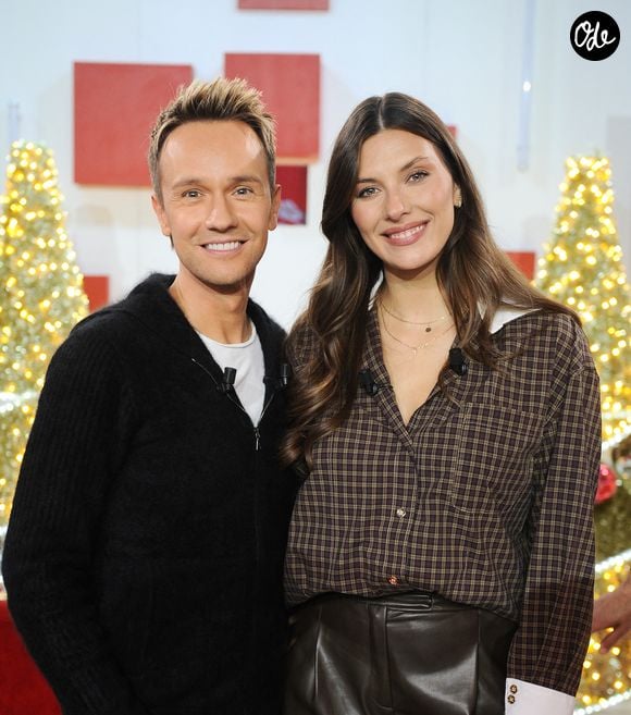 Exclusif - Cyril Féraud et Camille Cerf (Miss France 2015) - Enregistrement de l'émission "Vivement dimanche" au studio Rive Gauche, presentée par M. Drucker © Guillaume Gaffiot / Bestimage