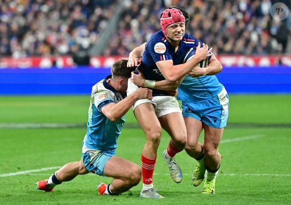 Essai Louis Bielle Barrey lors du match du Tournoi des Six Nations opposant la France à l'Écosse (35-16) au Stade de France à Saint-Denis, Seine Saint-Denis, France, le 15 mars 2025. © Christian Liewig/Bestimage