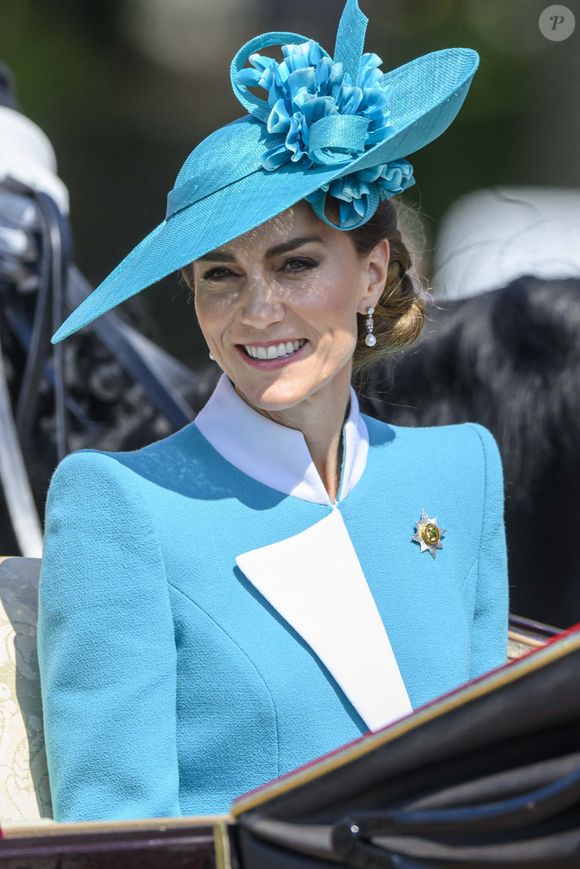 Catherine (Kate) Middleton, princesse de Galles, - Les membres de la famille royale britannique arrivent à Buckingham Palace pour la cérémonie Trooping the Colour à Londres, le 14 juin 2025. Affecté par le crash du Boeing 787 Dreamliner à Ahmedabad du 12 juin, le souverain et les officiels porteront un brassard noir en hommage aux plus de 270 victimes. Bon nombre d'elles étaient des ressortissants britanniques.