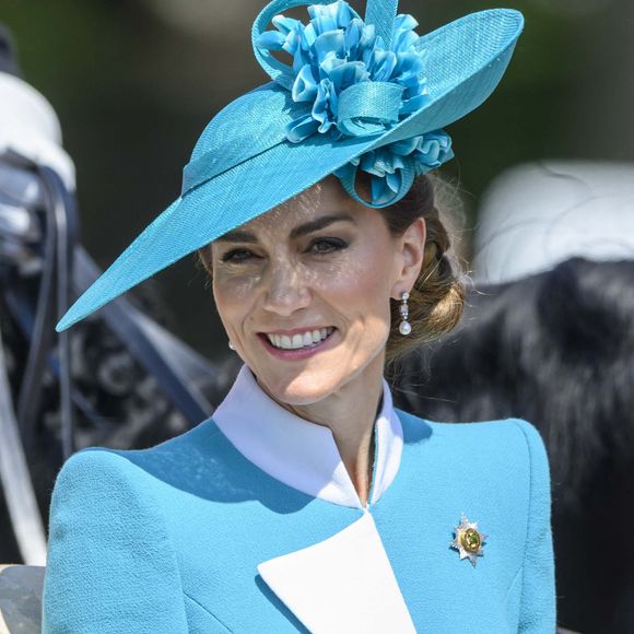 Catherine (Kate) Middleton, princesse de Galles, - Les membres de la famille royale britannique arrivent à Buckingham Palace pour la cérémonie Trooping the Colour à Londres, le 14 juin 2025. Affecté par le crash du Boeing 787 Dreamliner à Ahmedabad du 12 juin, le souverain et les officiels porteront un brassard noir en hommage aux plus de 270 victimes. Bon nombre d'elles étaient des ressortissants britanniques.