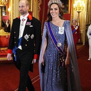 Le prince William, prince de Galles, et Catherine (Kate) Middleton, princesse de Galles - Banquet d'Etat au château de Windsor en l'honneur de la visite officielle de Frank-Walter Steinmeier (Président fédéral de l'Allemagne) et sa femme Elke Büdenbender au Royaume-Uni, le 3 décembre 2025.