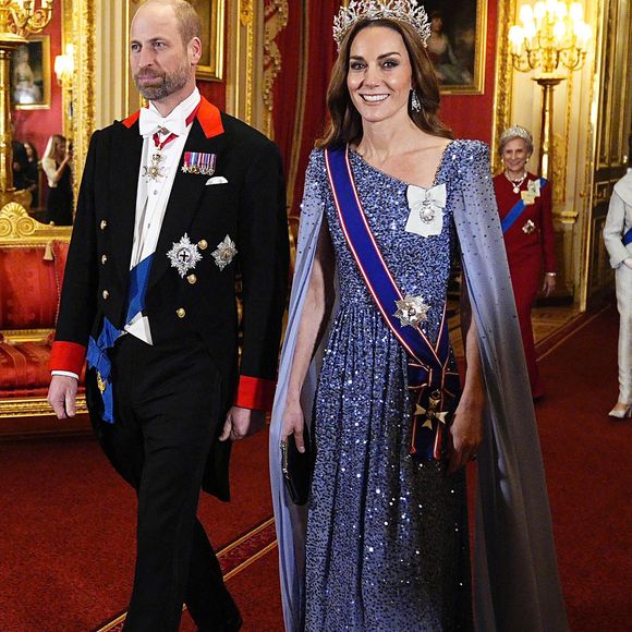 Le prince William, prince de Galles, et Catherine (Kate) Middleton, princesse de Galles - Banquet d'Etat au château de Windsor en l'honneur de la visite officielle de Frank-Walter Steinmeier (Président fédéral de l'Allemagne) et sa femme Elke Büdenbender au Royaume-Uni, le 3 décembre 2025.