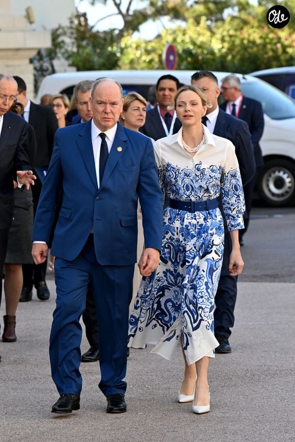 Le prince Albert II de Monaco et la princesse Charlene de Monaco ont ouvert la 17eme édition du Monaco Blue Initiative, (MBI), au Musée Océanographique de Monaco, le 27 mai 2026.© Bruno Bebert/Bestimage