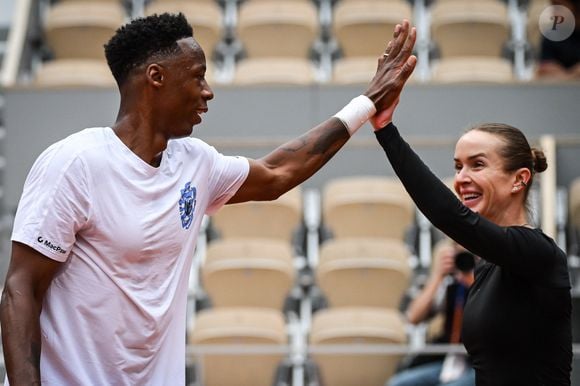 Elina Svitolina et Gael Monfils lors d'une séance d'entraînement du tournoi de tennis Roland-Garros, le 20 mai 2026 à Paris. 

© Matthieu Mirville/ZUMA Press Wire/Bestimage