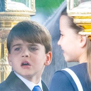 Le prince Louis de Galles et La princesse Charlotte de Galles - Les membres de la famille royale britannique lors de la parade Trooping the Color à Londres, Royaume Uni, le 15 juin 2024. © Backgrid USA/Bestimage
