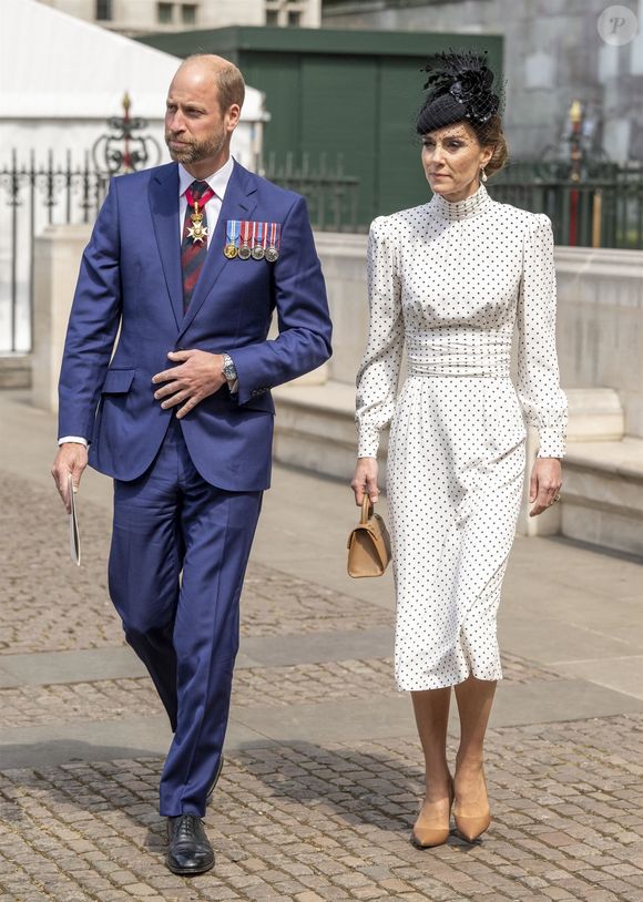 Le prince William et la princesse Kate lors du 80e anniversaire de la victoire lors de la Seconde Guerre mondiale à Westminster Abbey.
©Backgrid UK/ Bestimage