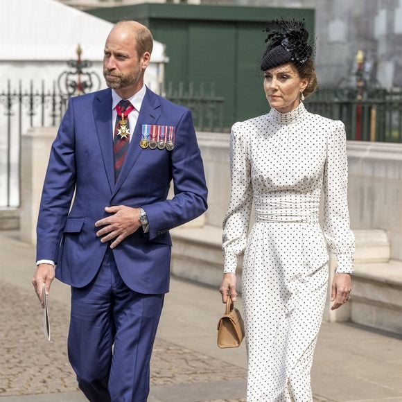 Le prince William et la princesse Kate lors du 80e anniversaire de la victoire lors de la Seconde Guerre mondiale à Westminster Abbey.
©Backgrid UK/ Bestimage