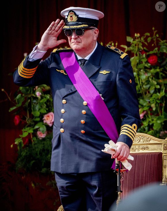 Le prince Laurent - La famille royale de Belgique lors de la parade militaire pour la Fête Nationale belge à Bruxelles. Le 21 juillet 2024. © Dana Press / Bestimage