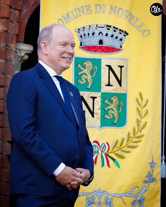 Le prince Albert II de Monaco lors d'un déplacement dans trois communes du Piemont en Italie, liées à Monaco et la famille princière le 9 octobre 2026. 
Crédit : Michaël Alesi / Palais princier de Monaco via Bestimage