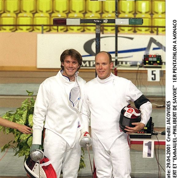 Prince Albert et Emmanuel-Philibert de Savoie au 1er Pentathlon à Monaco. Photo par Dominique Jacovides / BESTIMAGE