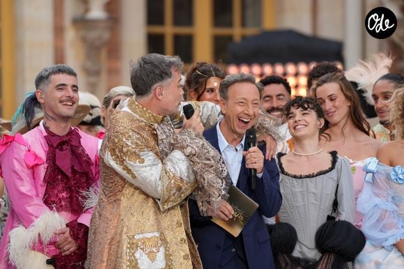 Exclusif - Emmanuel Moire, Louis Delort, Clara Poulet, Stéphane Bern lors de l'enregistrement de l'émission "Versailles en fêtes" diffusée le 5 septembre 2026 sur France 2, à Versailles, France, le 31 août 2026. © Anne-Sophie Guebey/Bestimage
