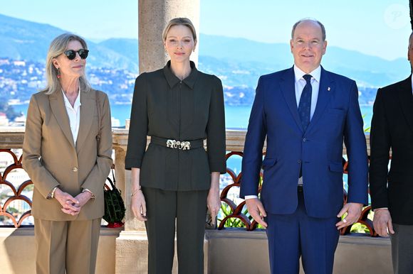Le prince Albert II de Monaco, sa femme la princesse Charlene et la princesse Caroline de Hanovre ont pu découvrir les travaux d'aménagements réalisés pendant 5 ans au jardin exotique de Monaco avant son ouverture au public le 30 mars.© Bruno Bebert / Bestimage