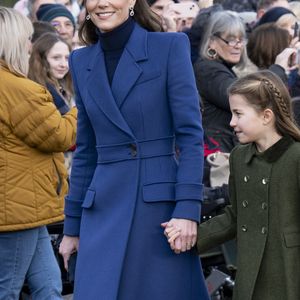 Catherine (Kate) Middleton, princesse de Galles, la princesse Charlotte de Galles - Les membres de la famille royale britannique lors de la messe du matin de Noël en l'église St-Mary Magdalene à Sandringham, le 25 décembre 2023.