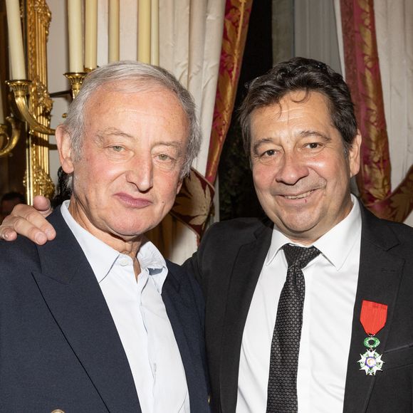 Exclusif - Yann Queffélec, Laurent Gerra - Laurent Gerra reçoit la légion d’honneur de la part du grand chancelier F. Lecointre en présence de la première dame, B. Macron au Palais de la Légion d'honneur à Paris le 29 septembre 2025. © Cyril Moreau/Bestimage