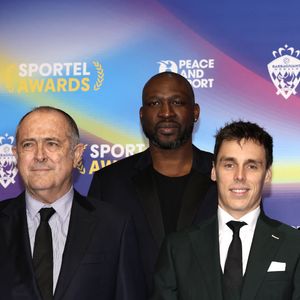 Didier Guillaume, le nouveau ministre d'Etat de la principauté, Florent Pietrus, Louis Ducruet - Photocall de la soirée des Sportel Awards 2024 au Grimaldi Forum à Monaco le 28 octobre 2024. © Claudia Albuquerque/Bestimage