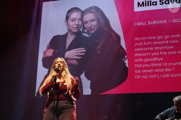Exclusif -  Milla Savarese ( la fille de Emilie Dequenne) perform en live en hommage a sa Mere disparue - 4ème édition du gala "Tous les talents chantent contre le cancer"à l'Olympia à Paris le 20 Juin 2025. © Denis Guignebourg/Bestimage