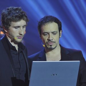 Baptiste Lecaplain, Alexandre Astier. Enregistrement du spectacle « Carte blanche à Baptiste Lecaplain » à la Cigale à Paris le 12 décembre 2012. ©Bestimage