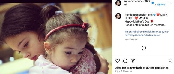 Leurs traits fins et leurs lèvres se ressemblent beaucoup.

Capture Instagram Monica Bellucci