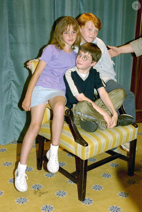 Emma Watson, Daniel Radcliffe et Rupert Grint - Conférence de presse "Harry Potter à l'école des sorciers" à Londres. @Bestimage
