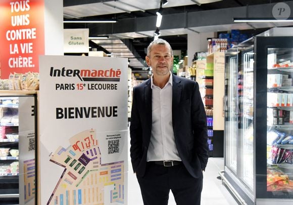 Thierry Cotillard président du Groupement Mousquetaires visite un supermarché à Paris, France le 5 septembre 2025. Photo by Alain Apaydin/ABACAPRESS.COM