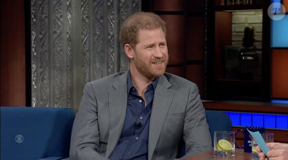 Le prince Harry donne une interview sur le plateau de Stephen Colbert à propos de la vie après la mort. Photo par JLPPA / Bestimage