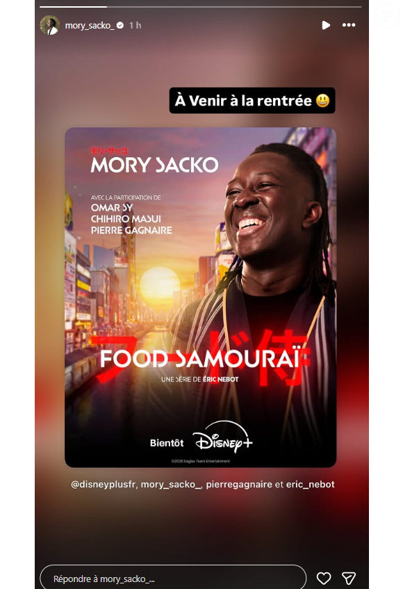 Intitulée Food Samouraï, cette nouvelle série réalisée par Éric Nebot, et diffusée sur Disney+, promet de nous plonger directement dans l'univers si particulier du chef, à la croisée des cultures africaine, française et nippone.

Mory Sacko dévoile son nouveau projet.