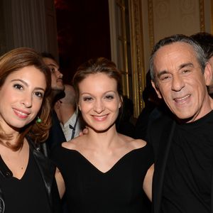 Exclusif - Léa Salamé, Thierry Ardisson et sa femme Audrey Crespo-Mara - Intérieur - Cérémonie des "GQ 2015, Les Hommes de l'Année" au Shangri-La Hotel à Paris, le 25 janvier 2016. © Rachid Bellak/Bestimage