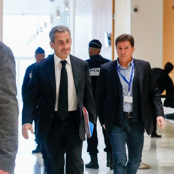 L'ancien président français Nicolas Sarkozy - N.Sarkozy et 11 autres prévenus arrivent au tribunal de Paris pour leur procès pour des accusations de financement illégal de la campagne présidentielle victorieuse de 2007 par le dictateur M.Kadhafi, le 20 janvier 2025. © Christophe Clovis/Bestimage