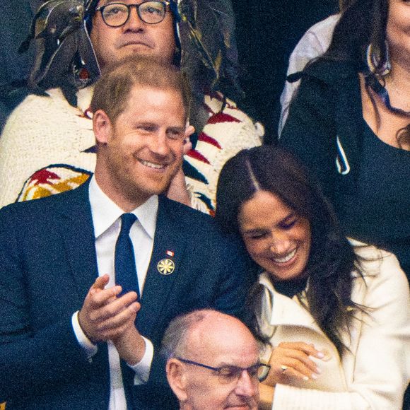Le prince Harry et Meghan Markle lors de la cérémonie d'ouverture au BC Place Stadium au début des Invictus Games Vancouver Whistler 2025 au Canada. Vancouver, Canada le 8 février 2025. Photo par Mischa Schoemaker/ABACAPRESS.COM