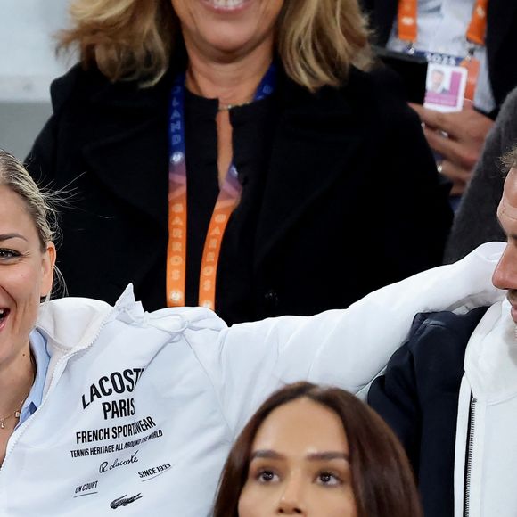 Laure Boulleau et Bruno Cheyrou dans les tribunes lors des Internationaux de France de Tennis de Roland Garros 2025, à Paris, France, le 28 mai 2025. © Jacovides-Moreau/Bestimage