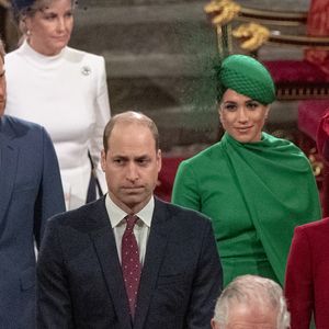 Le prince Edward, comte de Wessex, Sophie Rhys-Jones, comtesse de Wessex, Le prince William, duc de Cambridge, et Catherine (Kate) Middleton, duchesse de Cambridge, Le prince Charles, prince de Galles, et Camilla Parker Bowles, duchesse de Cornouailles, Le prince Harry, duc de Sussex, Meghan Markle, duchesse de Sussex - La famille royale d'Angleterre lors de la cérémonie du Commonwealth en l'abbaye de Westminster à Londres le 9 mars 2020. ©Mirrorpix / Bestimage