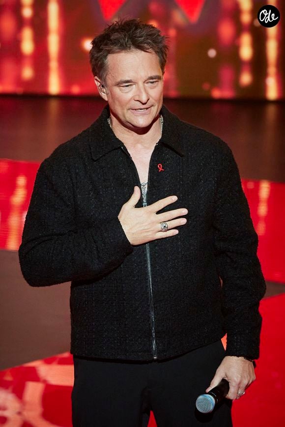 David Hallyday lors de l'enregistrement de l'émission "Les stars s'unissent pour le Sidaction" au théâtre Marigny à Paris, France, le 11 mars 2025. L'émission sera diffusée en prime le 22 mars sur France 2. © Guirec-Moreau/ Bestimage