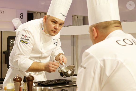 Laurent Lemal, France, participe à la 16ème édition de la finale 2017 du Bocuse d'Or - jour 1 - au centre de conventions et d'exposition Eurexpo à Lyon, France, le 24 janvier 2017. Photo : Agence/Bestimage