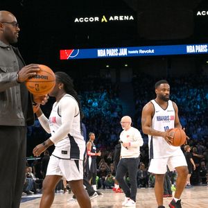 Teddy Riner - Match de gala NBA Jam team Teddy Riner contre team Esteban Ocon lors du NBA Paris Games 2025 à L'Accor Arena Bercy le 24 janvier 2025 © Ramsamy Veeren / Bestimage