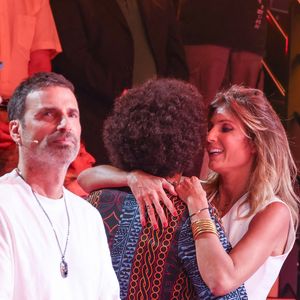 Damien Sargue, Richard Orlinski, Caroline Ithurbide, Gwendal Marimoutou lors de l'enregistrement de l’émission "On Connait La Chanson Céline Dion", présentée par L.Boccolini et diffusée le 1er septembre sur W9, à Paris, France, le 2 juillet 2026. © Jack Tribeca/Bestimage