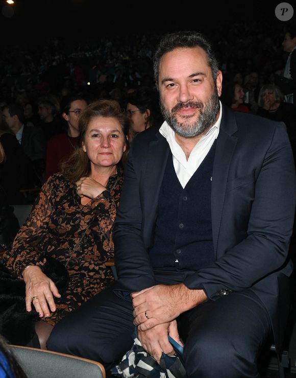 Exclusif - Bruce Toussaint et sa femme Catherine - People à la générale de l'opéra-rock "Starmania" à la Seine Musicale de Boulogne-Billancourtle 8 novembre 2022. © Dominique Jacovides-Coadic Guirec/Bestimage