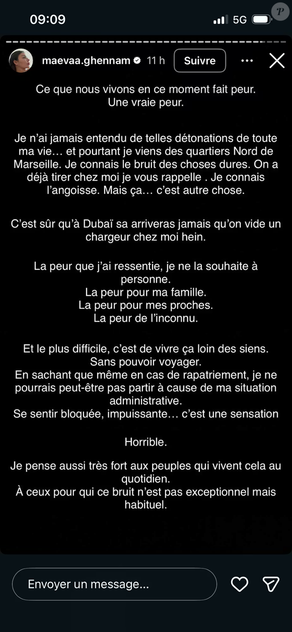 Story Instagram de Maëva Ghennam
