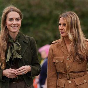 Kate Middleton et Melania Trump au parc de Frogmore à Windsor, dans le Berkshire, lors du deuxième jour de la deuxième visite d'État du président américain Donald Trump au Royaume-Uni. © PA Photo/ Bestimage