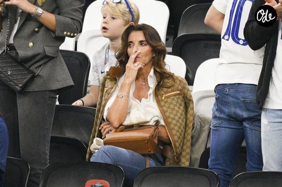 Claude Deschamps - femme de Didier Deschamps entraineur / Selectionneur France - People et joueurs en famille dans les tribunes lors du match de demi-finale "France - Maroc" lors de la Coupe du Monde 2022 au Qatar (FIFA World Cup Qatar 2022). © JB Autissier / Panoramic / Bestimage