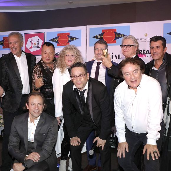 Christiane Obydol, Plastic Bertrand, David Donadei (Président de Citéstars), Richard Dewitte, Philippe Candeloro, Sloane (Chantal Richard), Richard Sanderson, Bébert, Bebert des Forbans (Albert Kassabi), Fabienne Thibeault, Pierre-Jean Chalençon, Danièle Gilbert dans les salons de l'hotel Intercontinental à Paris. © Cédric Perrin/Bestimage