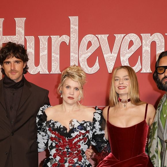 Jacob Elordi, Emerald Fennell, Margot Robbie et Shazad Latif - Avant-première du film "Hurlevent" au Grand Rex à Paris le 2 février 2026. © Coadic Guirec/Bestimage