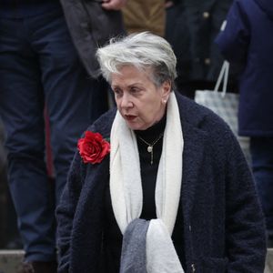 Françoise Laborde arrive à la cérémonie d'enterrement de Catherine Laborde à l'église Saint-Roch à Paris, France, le 6 février 2025. L'emblématique présentatrice météo de TF1 est décédée le 28 janvier 2025 à l'âge de 73 ans, des suites d'une démence à corps de Lewy, une maladie neurodégénérative dont Catherine Laborde souffrait depuis 2014. Photo by Nasser Berzane/ABACAPRESS.COM