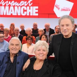 Exclusif - Michel Fugain, Mimie Mathy et Michel Drucker - Enregistrement de l'émission Vivement dimanche au studio Rive Gauche à Paris, présentée par Michel Drucker et diffusée le 9 février sur France 3. © Guillaume Gaffiot/Bestimage